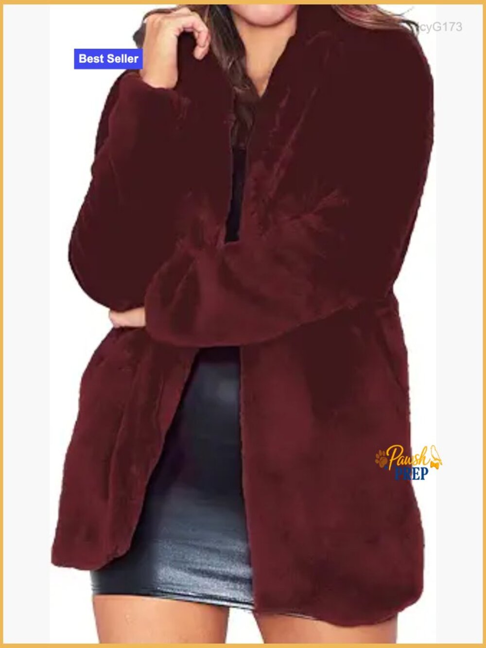 Warm Faux Fur Overcoat with Inner Lining & Zipper Closure